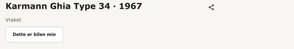 En registerbilside med knappen Dette er bilen min